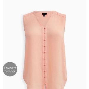 Peach color gauze button front tunic